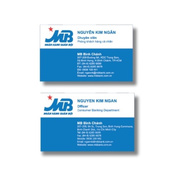 In Hoa Long nhận thiết kế và in ấn mẫu card visit ngân hàng mb bank sang trọng
