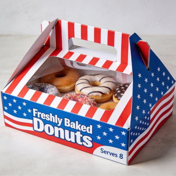 In Hoa Long nhận thiết kế và in ấn mẫu hộp đựng bánh donut có quai