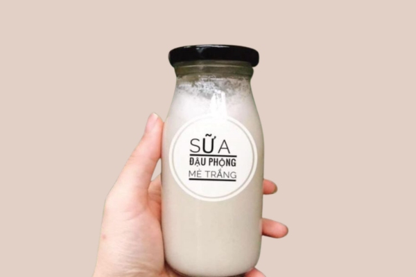 Mẫu in tem dán chai thuỷ tinh đựng sữa hạt