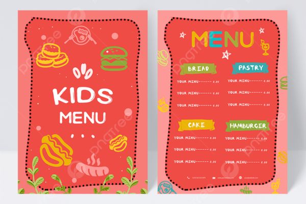 Mẫu thiết kế menu kids đẹp, chất lượng cao