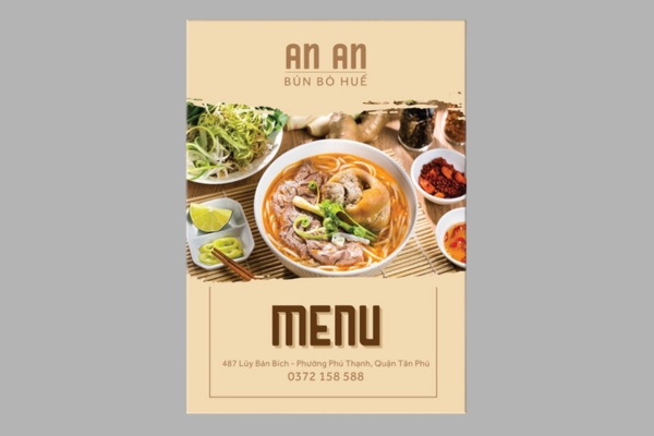 Mẫu menu bún bò đẹp mắt