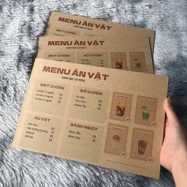In Hoa Long nhận thiết kế và in ấn mẫu menu giấy kraft đẹp