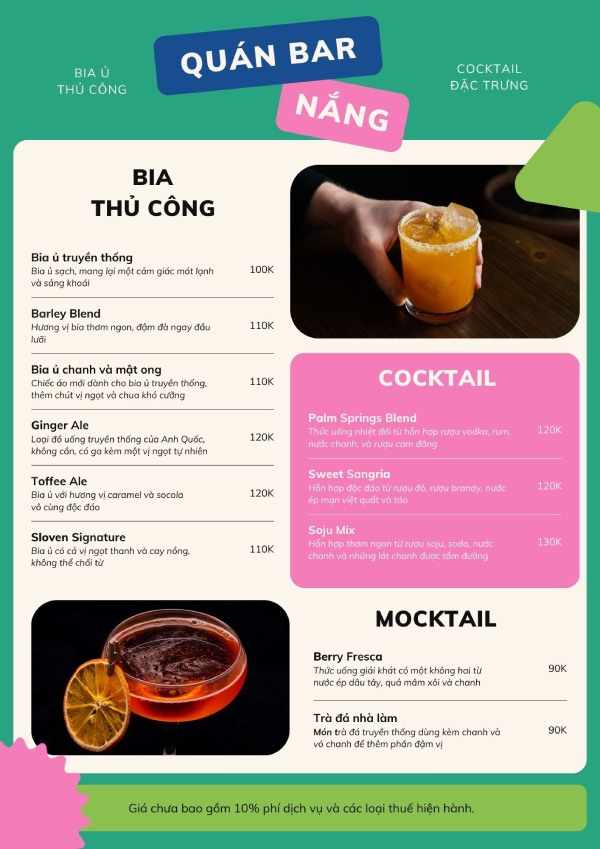 In Hoa Long nhận thiết kế và in ấn mẫu menu quán bia hơi đẹp