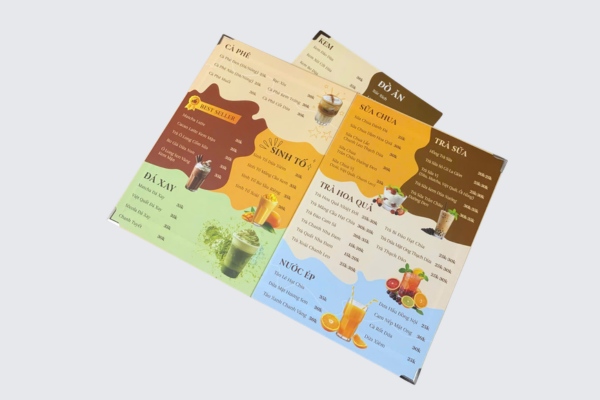 Mẫu menu quán nước ép phân nhóm đồ uống