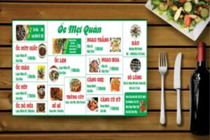 Mẫu menu quán ốc đẹp, giá rẻ tại Hà Nội