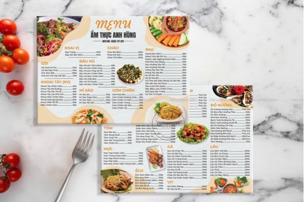 Mẫu menu quán ốc đẹp, giá rẻ tại Hà Nội