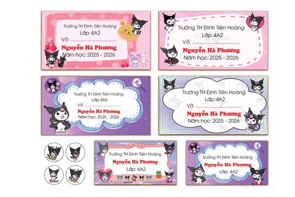 Mẫu nhãn vở kuromi đẹp mắt