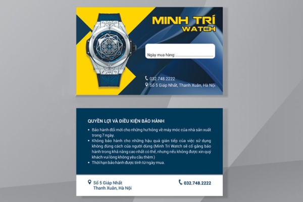 In Hoa Long nhận thiết kế và in ấn mẫu phiếu bảo hành đồng hồ đẹp