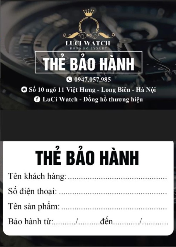 In Hoa Long nhận thiết kế và in ấn mẫu phiếu bảo hành đồng hồ sang trọng