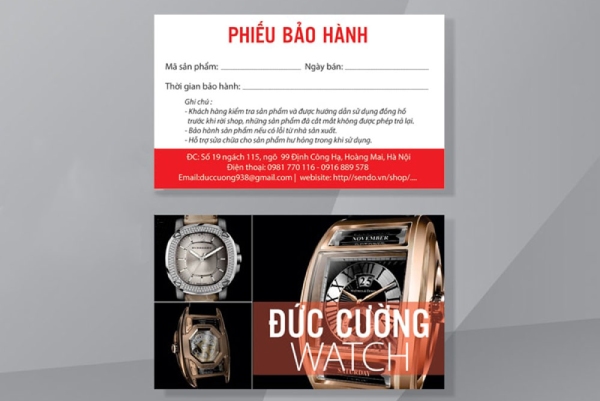 In Hoa Long nhận thiết kế và in ấn mẫu phiếu bảo hành đồng hồ theo yêu cầu