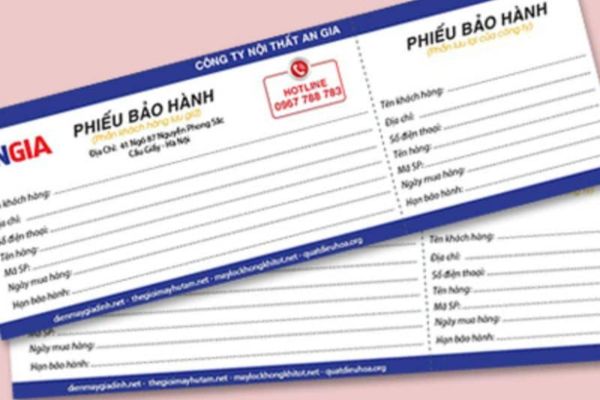 Mẫu phiếu bảo hành nội thất đẹp, thiết kế theo yêu cầu