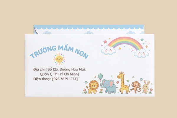 Mẫu phong bì trường mầm non sinh động
