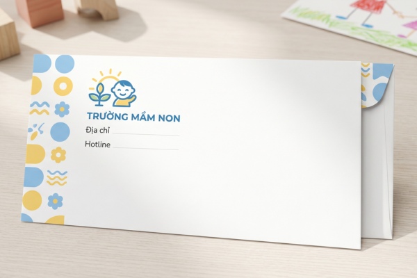 Mẫu phong bì trường mầm non cao cấp