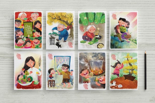 Mẫu postcard "Tết đoàn viên" ý nghĩa đậm chất Tết