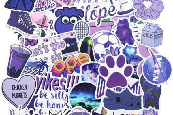 Bộ sticker màu tím đẹp, thiết kế theo yêu cầu