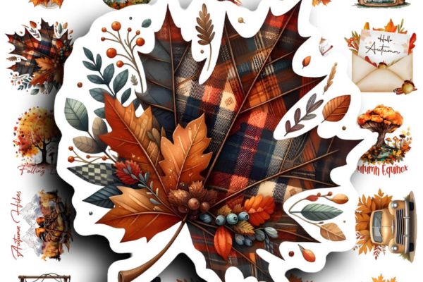 Bộ sticker mùa thu đẹp, thiết kế theo yêu cầu