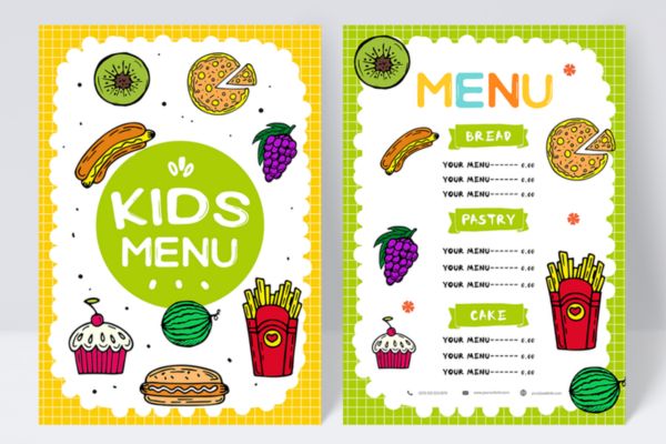 Mẫu thiết kế menu kids đẹp, chất lượng cao