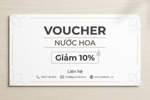 Mẫu voucher nước hoa khuyến mãi 10%
