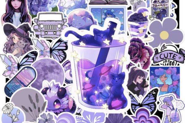 Bộ sticker màu tím đẹp, thiết kế theo yêu cầu