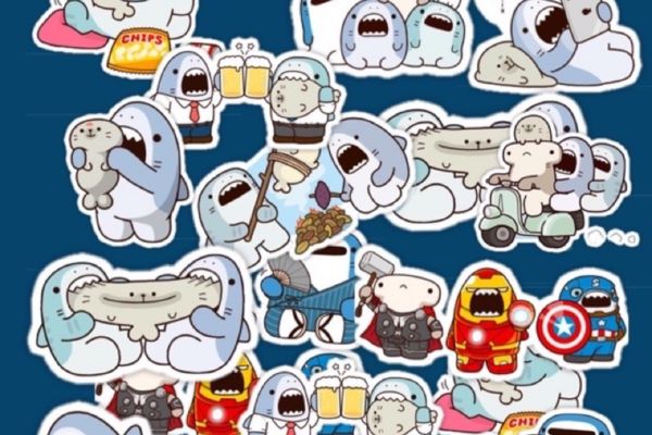 Bộ sticker cá mập đẹp, chất lượng cao