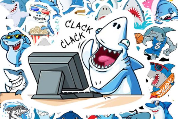 Bộ sticker cá mập đẹp, chất lượng cao