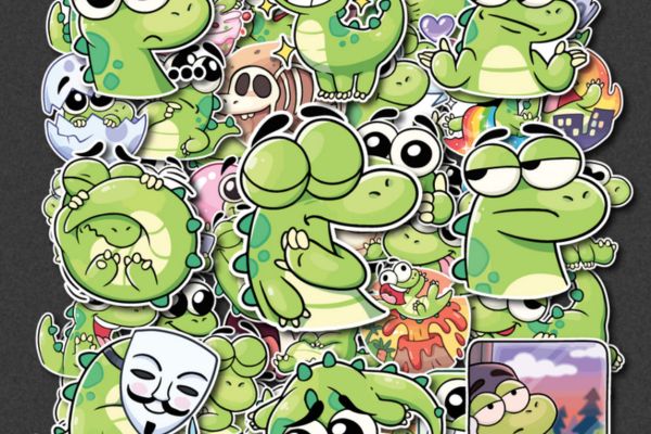 Bộ sticker cá sấu đẹp, thiết kế theo yêu cầu