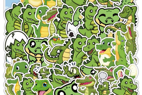 Bộ sticker cá sấu đẹp, thiết kế theo yêu cầu