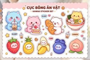 Bộ sticker cục bông đẹp mắt, cute