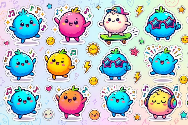 Bộ sticker cục bông hoạt hình