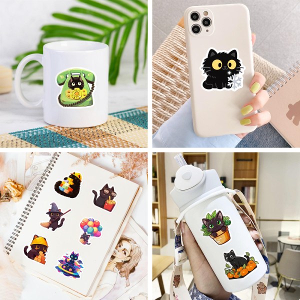 In Hoa Long nhận thiết kế và in ấn bộ sticker mèo đen lấy ngay