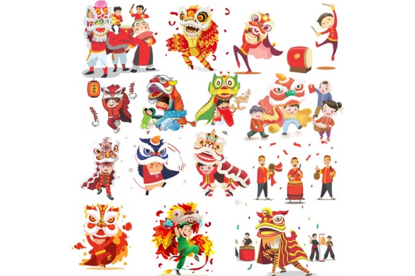Bộ sticker múa lân đẹp đa phong cách