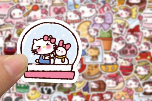 Bộ sticker người tuyết kết hợp Hello Kitty