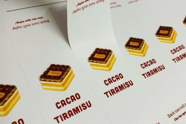 In tem dán bánh tiramisu giá rẻ, thiết kế theo yêu cầu