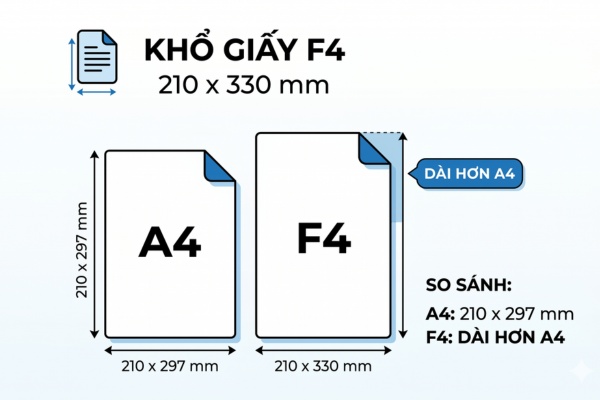 Kích thước khổ giấy F4