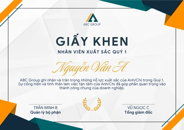 In Hoa Long nhận thiết kế và in ấn mẫu giấy khen đẹp