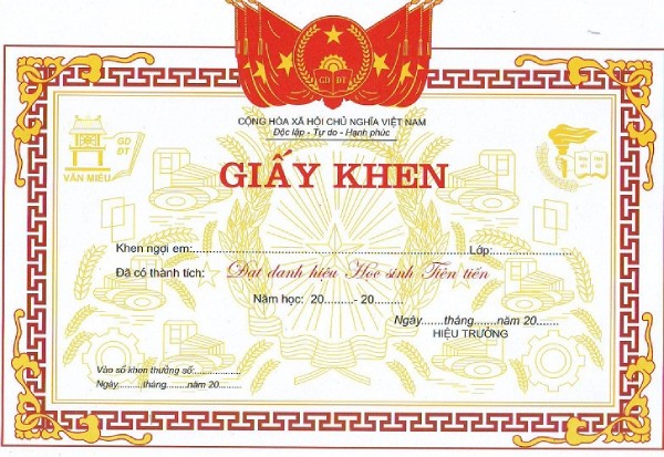 In Hoa Long nhận thiết kế và in ấn mẫu giấy khen học sinh