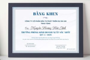 In Hoa Long nhận thiết kế và in ấn mẫu giấy khen nhân viên xuất sắc