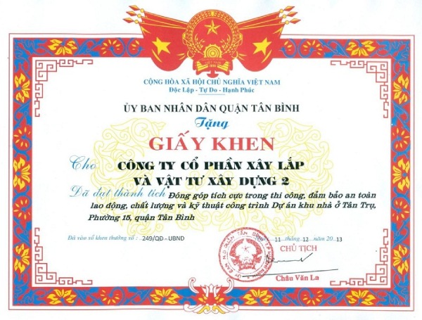 In Hoa Long nhận thiết kế và in ấn mẫu giấy khen tổ chức