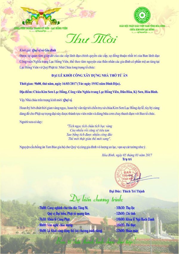 In Hoa Long nhận thiết kế và in ấn mẫu giấy mời dự lễ khởi công chất lượng
