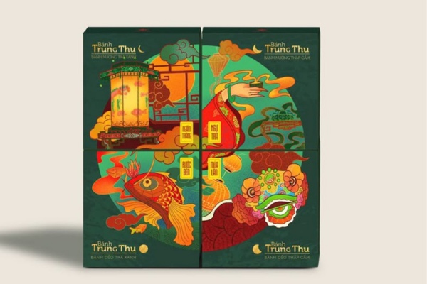 Mẫu hộp bánh trung thu nắp gài nổi bật