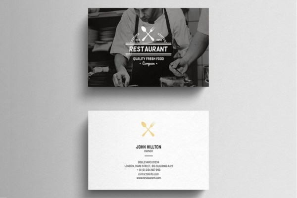 Mẫu in name card mực trắng cho nhà hàng