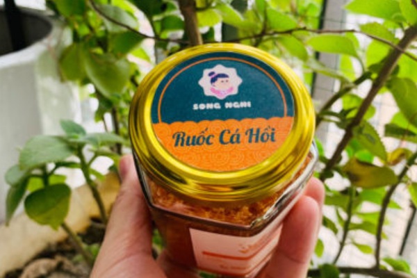 Mẫu in tem nhãn ruốc cá hồi phong cách organic