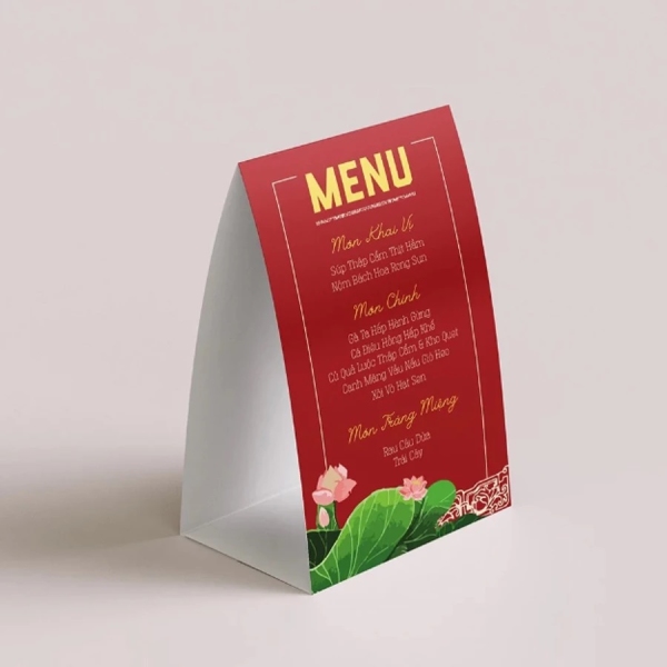 In Hoa Long nhận thiết kế và in ấn mẫu menu để bàn đẹp