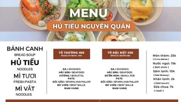 In Hoa Long nhận thiết kế và in ấn mẫu menu quán hủ tiếu giá rẻ