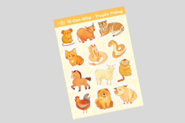 Mẫu sticker 12 con giáp ngộ nghĩnh