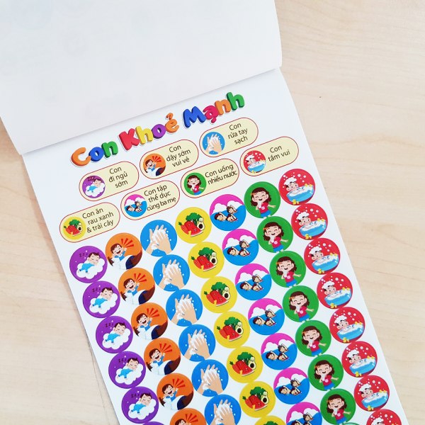 In Hoa Long nhận thiết kế và in ấn mẫu sticker khen thưởng trẻ khỏe mạnh