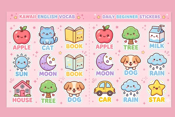 Mẫu sticker từ vựng tiếng anh chủ đề đồ ăn