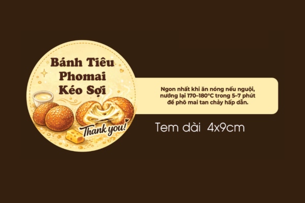 Mẫu tem dán bánh tiêu đẹp mắt