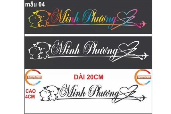 Mẫu tem dán chữ kí dán xe