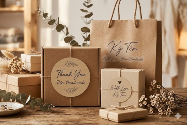 Mẫu tem dán chữ kí sản phẩm handmade